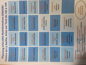 Planning Ateliers Multi-domaines Séniors après 60 ans